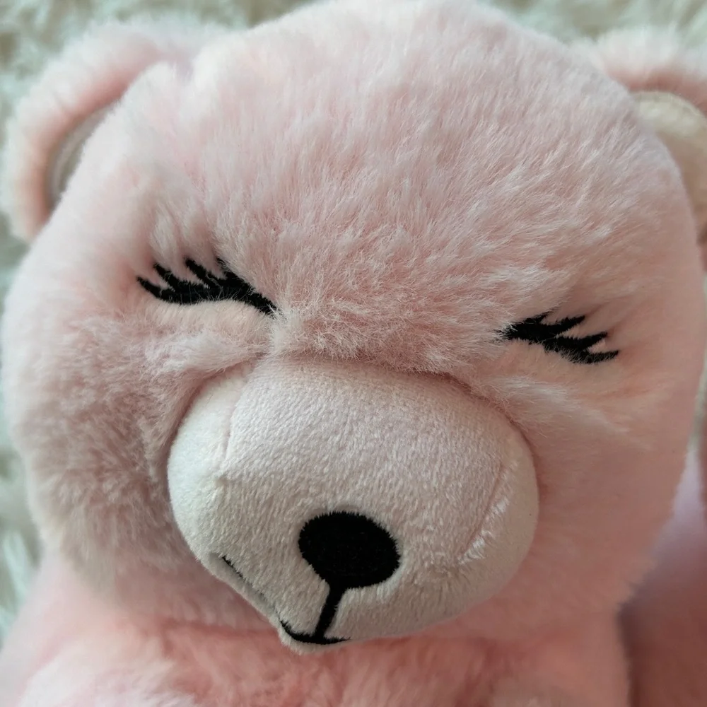 Old Navy Faux-Fur Pink Teddy Bear Critter Soft Plush Slippers for Girls XL (3-4)
